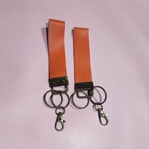 Orange Leather Keychain Accessory